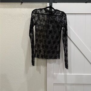 Free People Sheer Black Lace Blouse